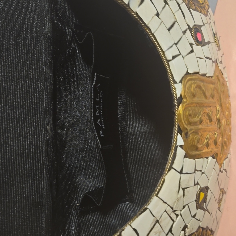 NWOT Ramla Mosaic Handmade Bag white with gold tones, colorful w/ crossbody stra - Picture 5 of 6